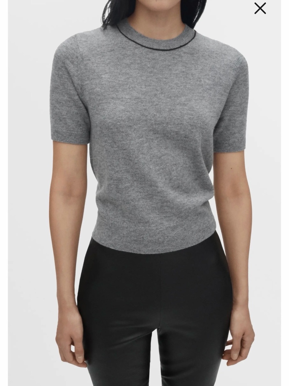Mango Women’s Grey Wool Short-Sleeve Sweater.